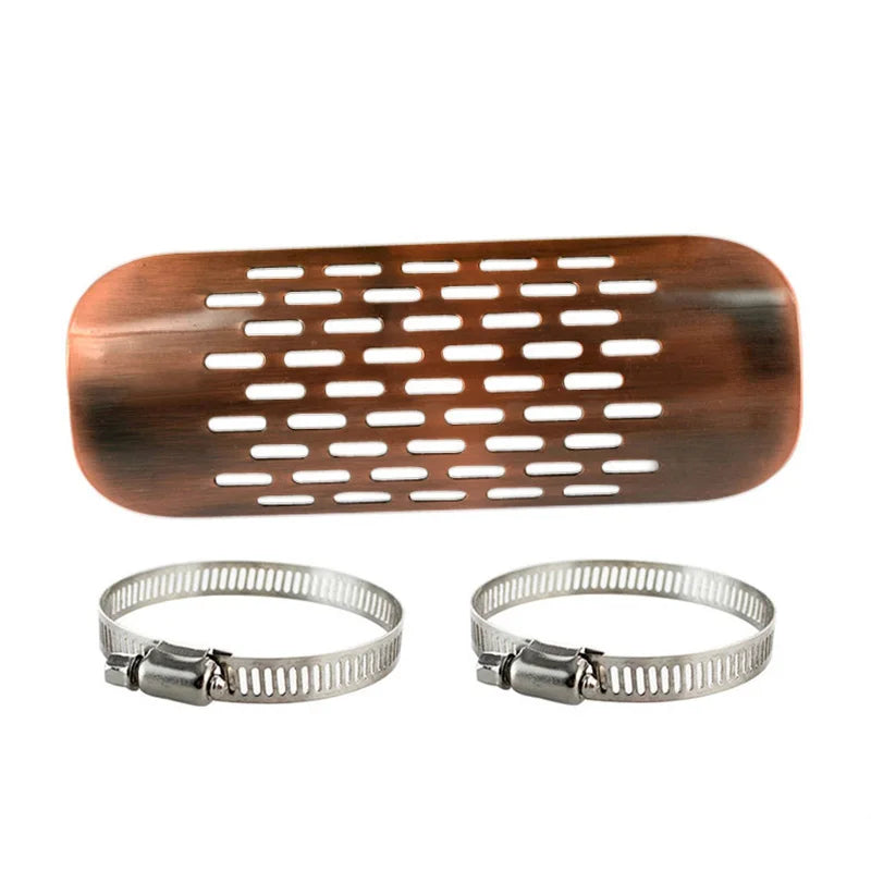 Motorcycle Exhaust Muffler Pipe Heat Shield Cover Brown Copper Curved Protector Guard