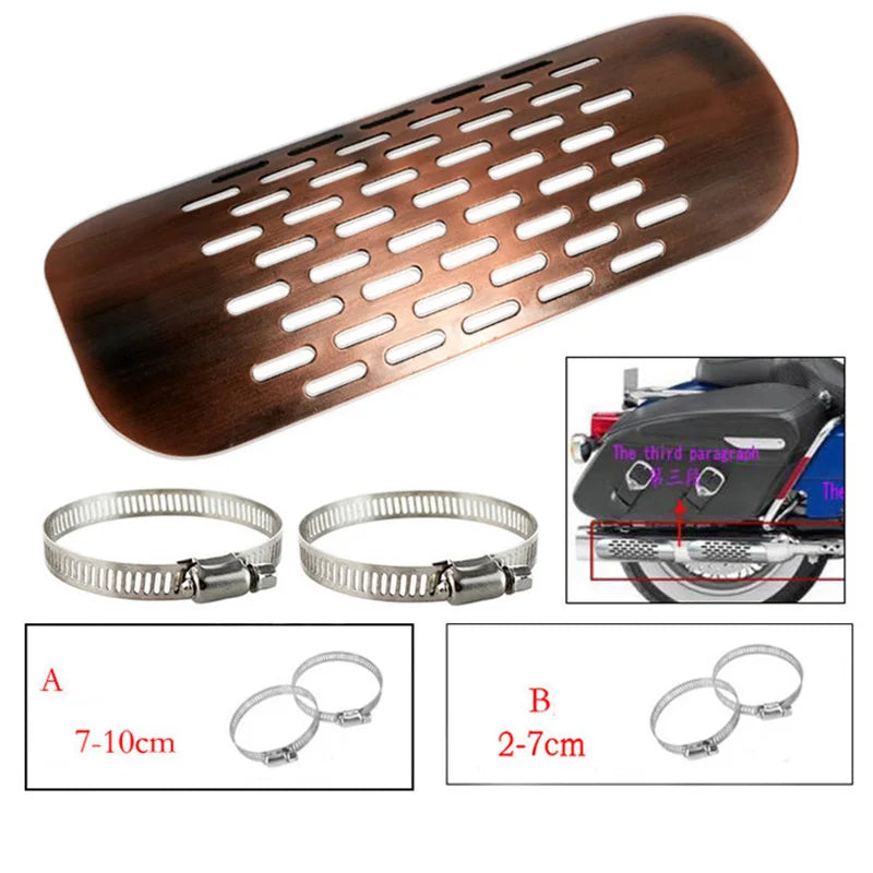 Motorcycle Exhaust Muffler Pipe Heat Shield Cover Brown Copper Curved Protector Guard