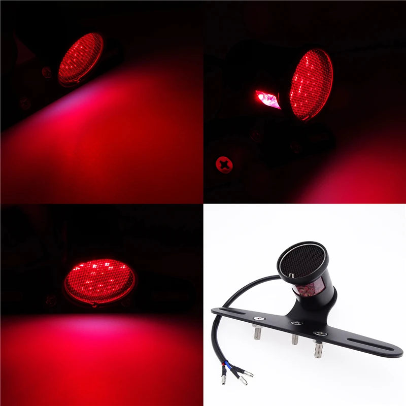 LED Motorcycle Rear Tail Red Stop Brake Light License Plate Lamp With Bracket