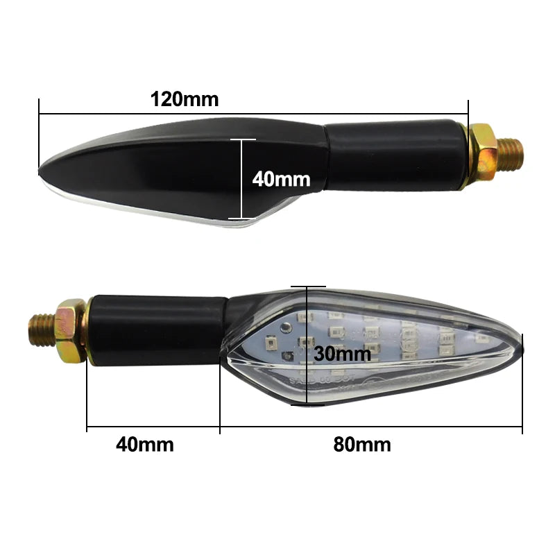 E4 LED Motorcycle Sequential Built-in Relay Lights Side Repeaters Indicators 10mm