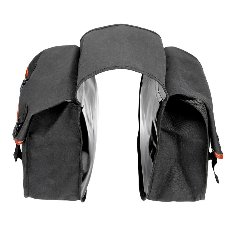 Motorcycle Canvas Pair of Side Saddle Pannier Bags Black / Sand