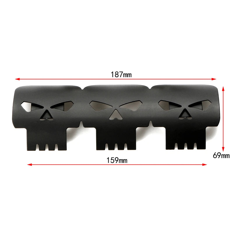Motorcycle Black Skull Exhaust Pipe Muffler Heat Shield Guard