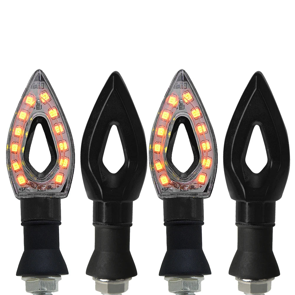 4x Motorcycle LED Turn Signal Clear Lens Lights Lamps Indicators