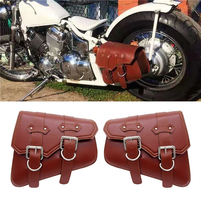 Motorcycle Waterproof PU Leather Luggage Side Saddle Bag for Harley-Davidson Sportster XL 883 1200