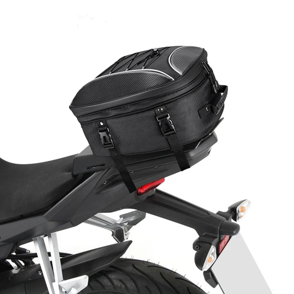 Expandable 34L Motorcycle Waterproof Rear Tail Pack Helmet Luggage Bag