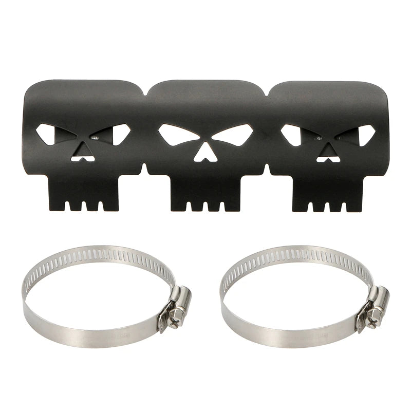 Motorcycle Black Skull Exhaust Pipe Muffler Heat Shield Guard