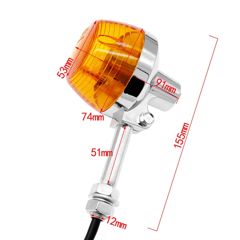 Motorcycle Amber Turn Signal Light Side Repeaters Front/Rear Indicators 10mm