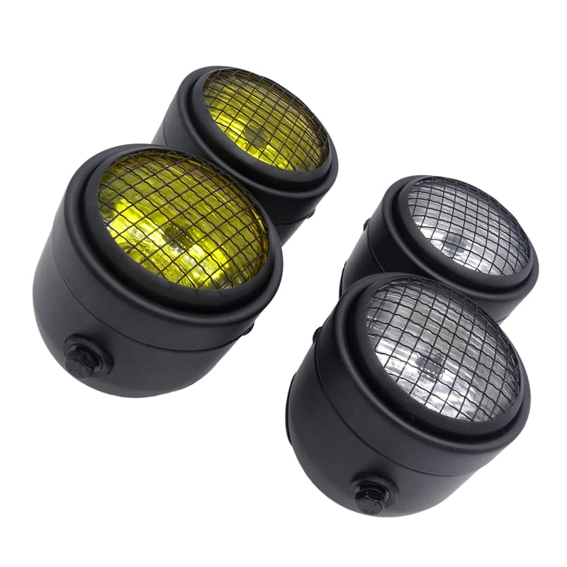 LED Grille Motorcycle Twin Front Double Headlight 8.5"