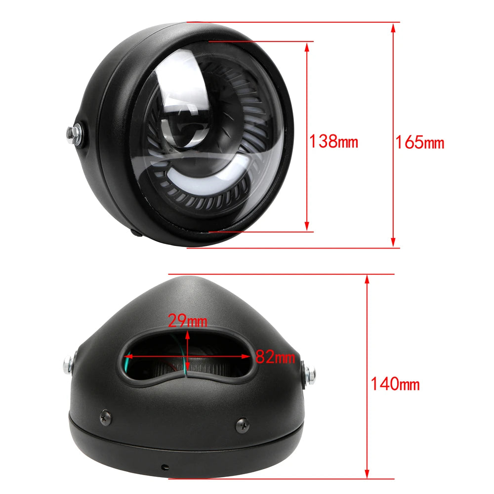 Spiral Motorcycle White Blue LED Spotlight Headlight Lamp 6.5"