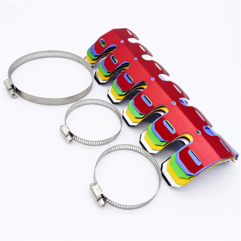 Motorcycle Exhaust Muffler Pipe Protector Heat Shield Cover Guard Black Red Silver Gold Green Blue