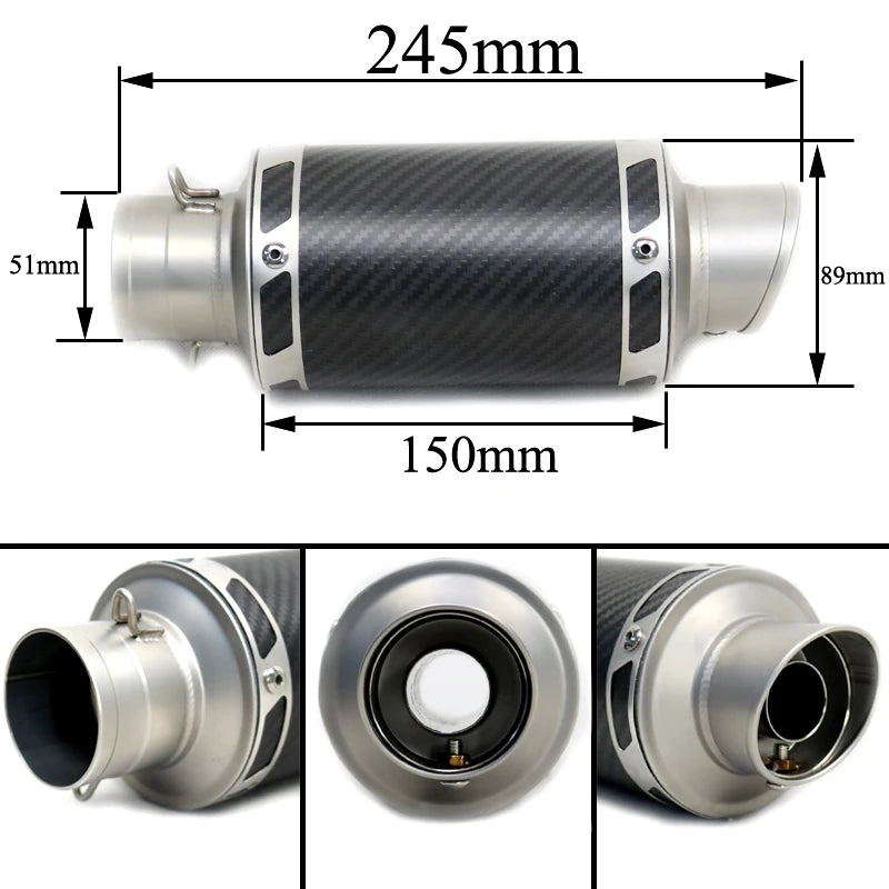 Motorcycle Carbon Fiber 51mm Exhaust Pipe Muffler DB Killer
