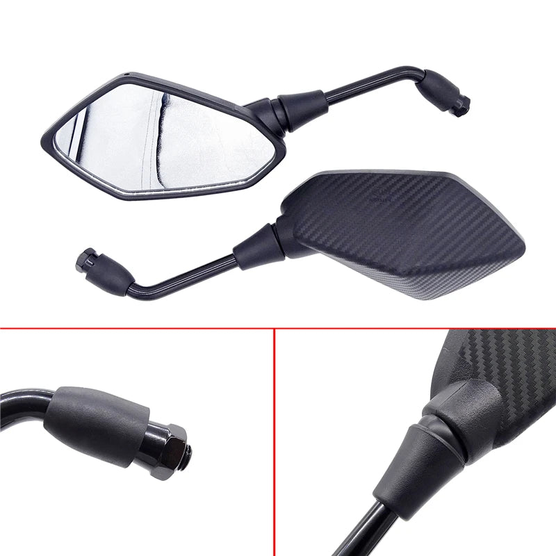 Motorcycle Carbon Fibre Pattern Mirrors 10mm