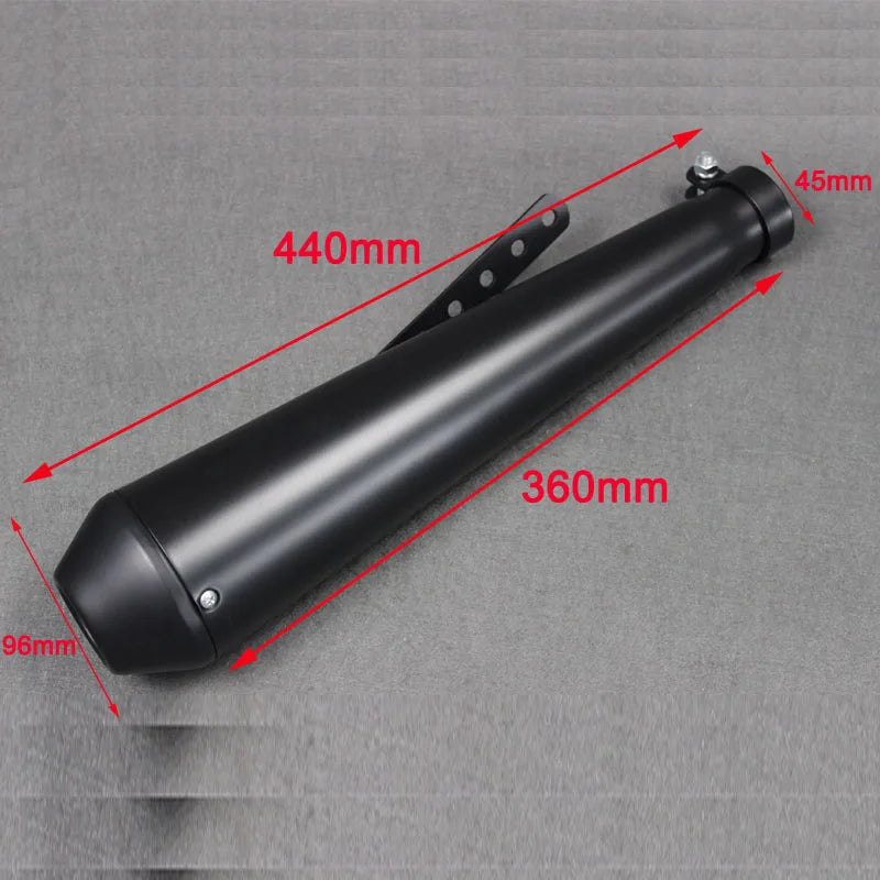 Motorcycle Exhaust Muffler Pipe Can with Sliding Bracket Black Chrome