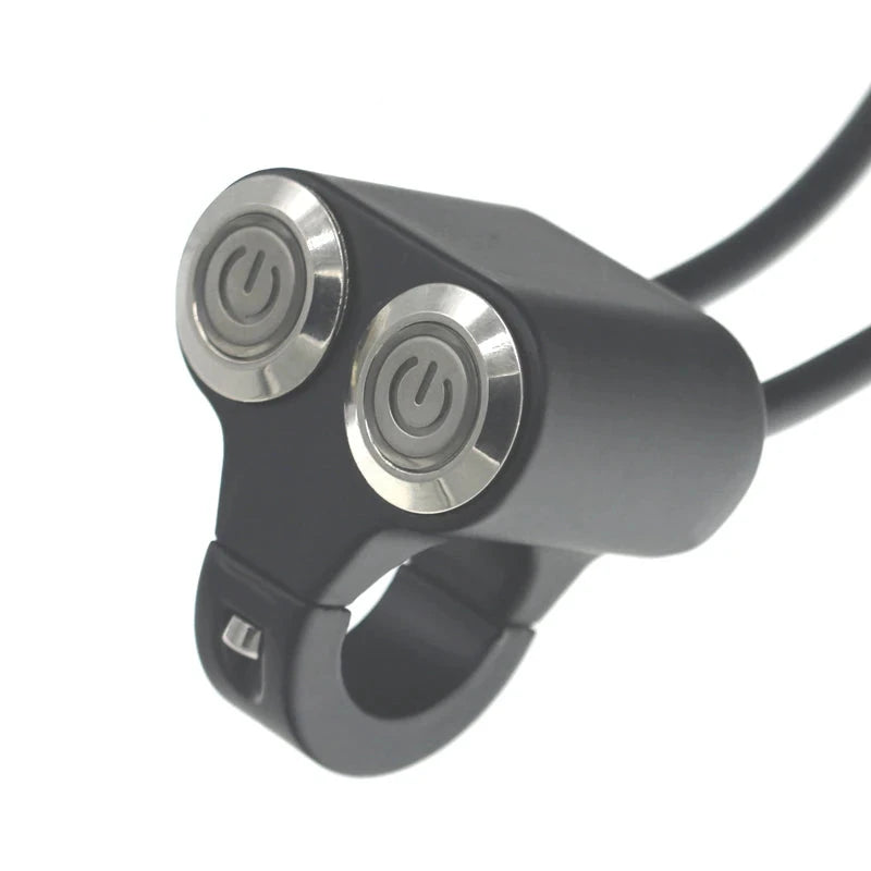 LED 22mm Motorcycle Switches Handlebar Mount Button Switch Headlight Hazard Brake Fog Light ON OFF Aluminum Alloy Manual Return
