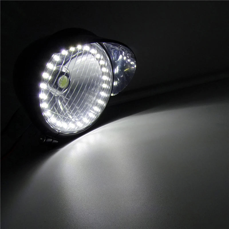 LED Angel Eye Motorcycle Headlight Lamp Spot Fog Light