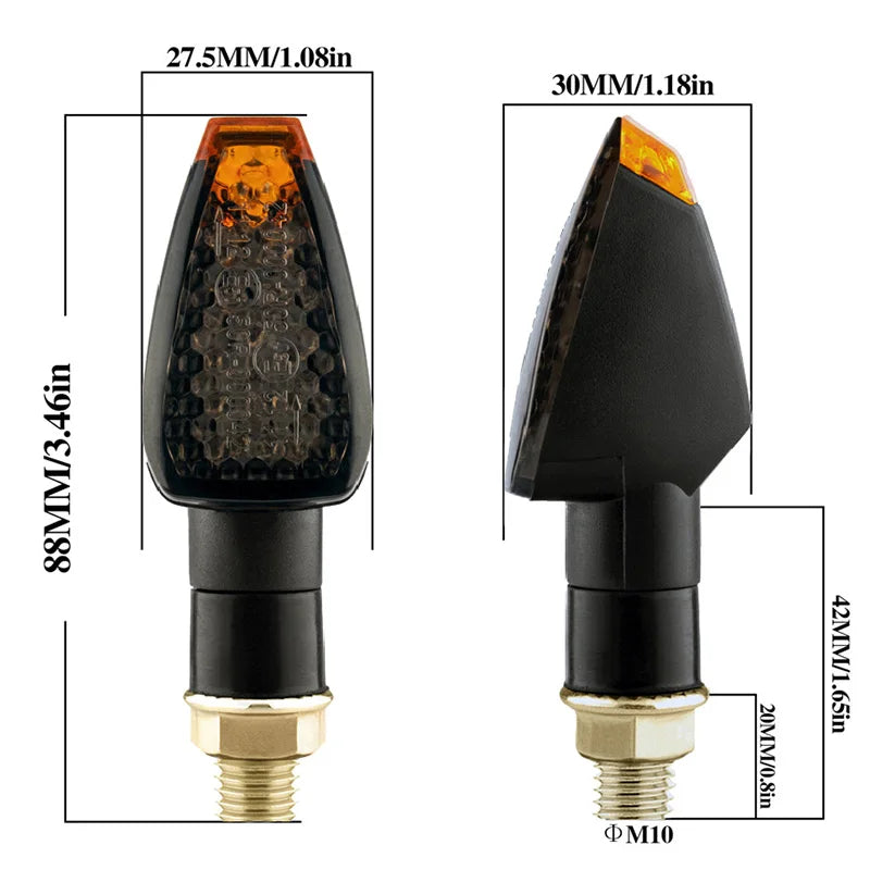 Smoked LED Motorcycle Turn Signal Side Repeaters Indicators 10mm