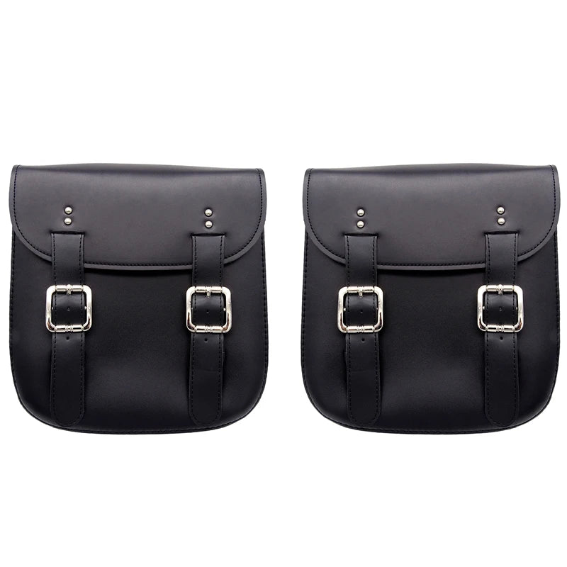 Motorcycle Pair of PU Leather Tail Side Saddle Bags Black / Brown