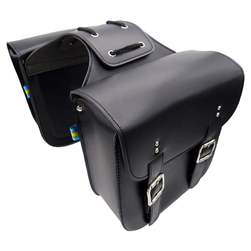 Motorcycle Pair of PU Leather Tail Side Saddle Bags Black / Brown