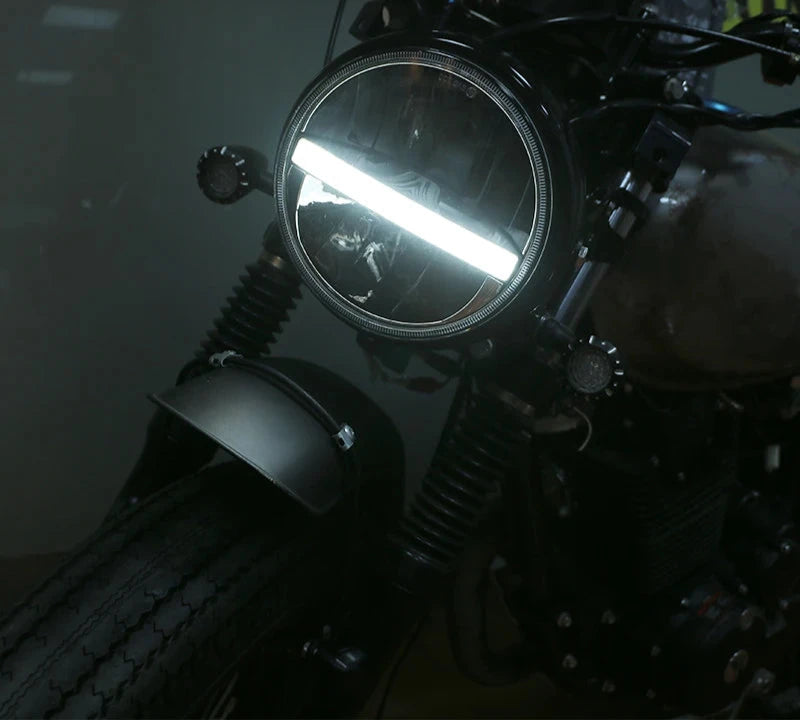 LED Motorcycle High Low Beam Fog Daytime Running DRL Headlight 7.5"