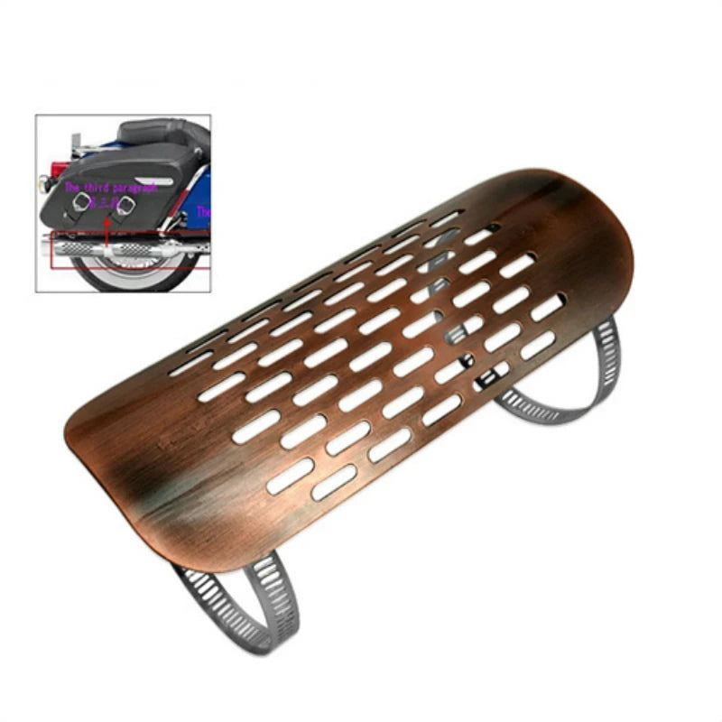 Motorcycle Exhaust Muffler Pipe Heat Shield Cover Brown Copper Curved Protector Guard