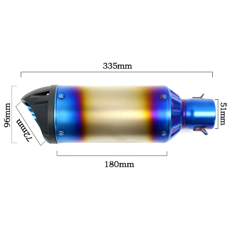51mm Motorcycle Stainless Steel Exhaust Pipe Muffler Large Displacement