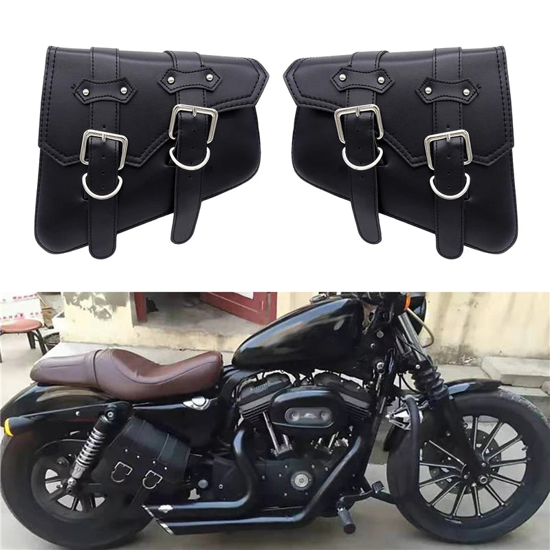 Motorcycle Waterproof PU Leather Luggage Side Saddle Bag for Harley-Davidson Sportster XL 883 1200