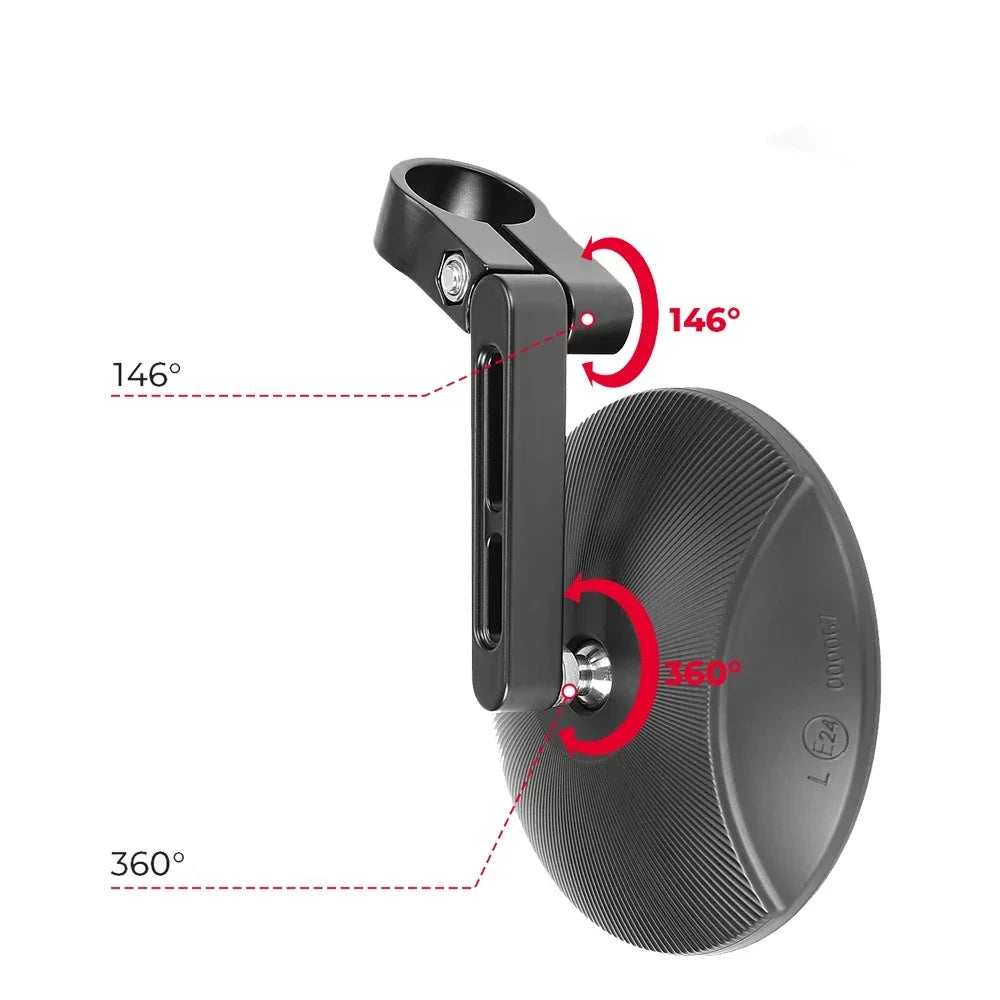Round Motorcycle 360° Adjustable Rotatable Handlebar Rear View Side Mirrors