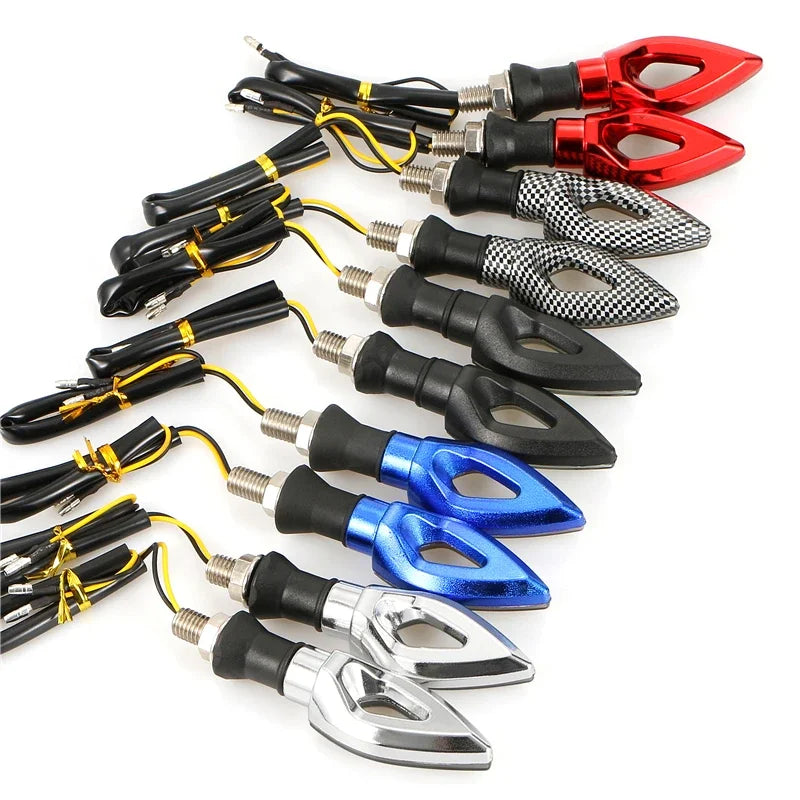 LED Motorcycle Amber Carbon Fibre Turn Signal Side Repeaters Indicators