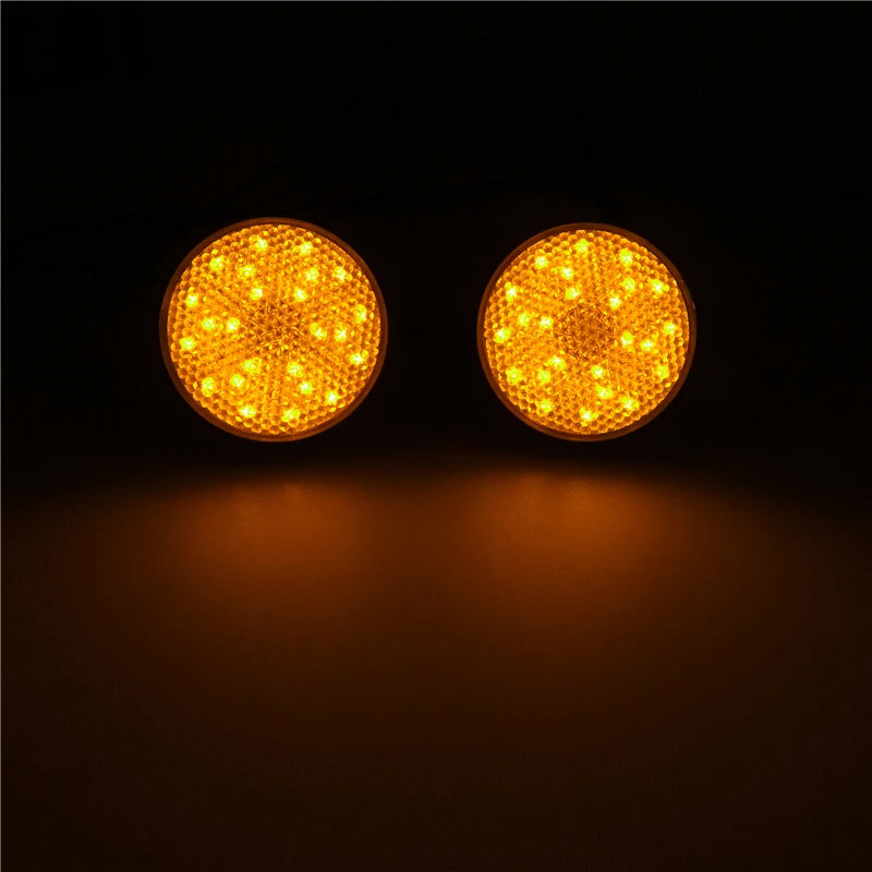 Round LED Motorcycle Brake Stop Warning Reflector Light Rear Tail Lamps