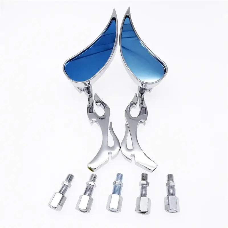 Harley-Davidson Dyna Motorcycle Flame Shape Handlebar Mirror 8mm 10mm