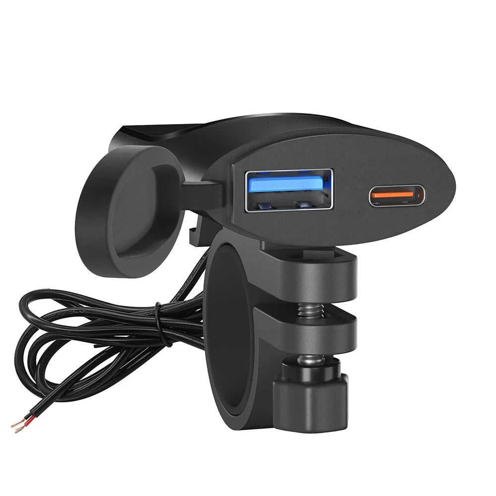 Motorcycle USB 30W Mobile Phone Charger Waterproof Handlebar Mounting Bracket