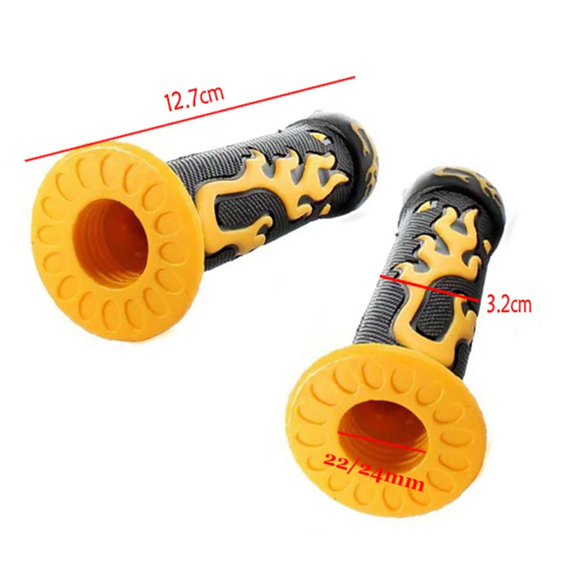 Coloured Flame Motorcycle Rubber Handlebar Grips 22mm/24mm