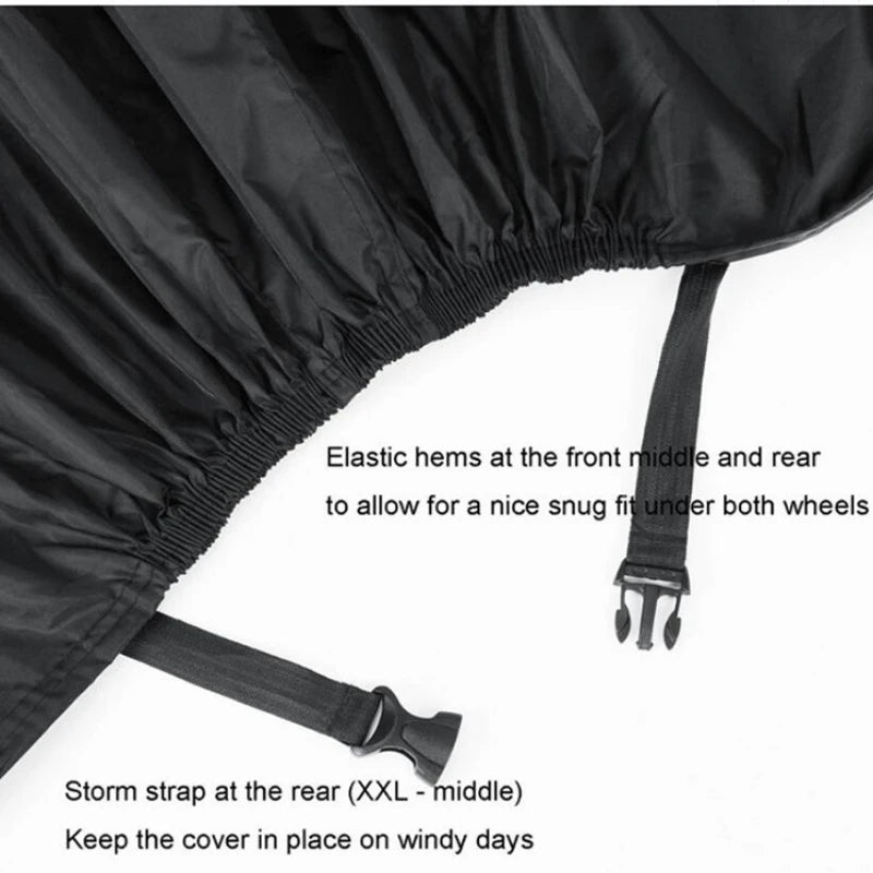 Waterproof Outdoor Motorcycle Rain Cover Universal Fit Black/Silver