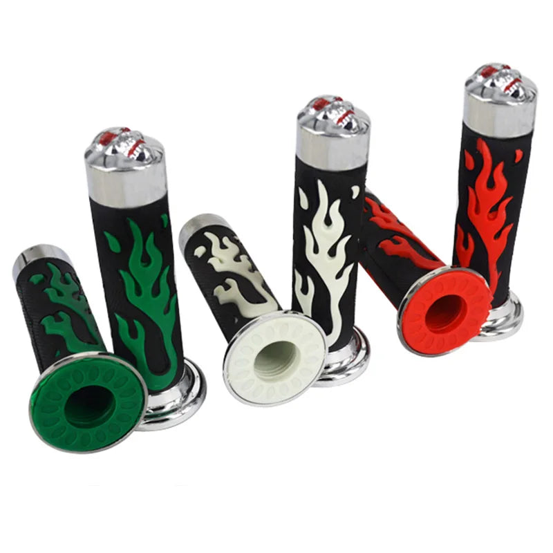 Coloured Flame Motorcycle Handlebar Rubber Handle Bar Grips 22/24mm