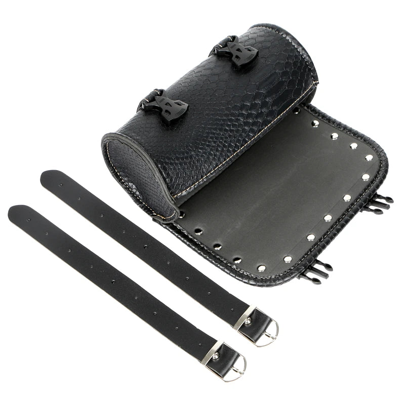 Motorcycle Retro Side Saddle Bag Snake Effect Leather for Harley BMW Chopper Bobber Cruiser