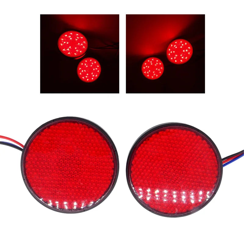 Round LED Motorcycle Brake Stop Warning Reflector Light Rear Tail Lamps
