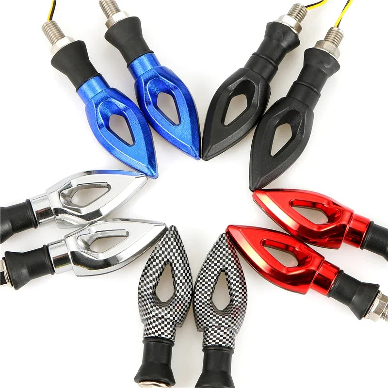 LED Motorcycle Amber Carbon Fibre Turn Signal Side Repeaters Indicators
