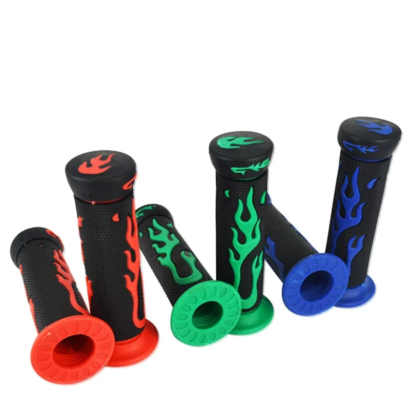 Coloured Flame Motorcycle Rubber Handlebar Grips 22mm/24mm