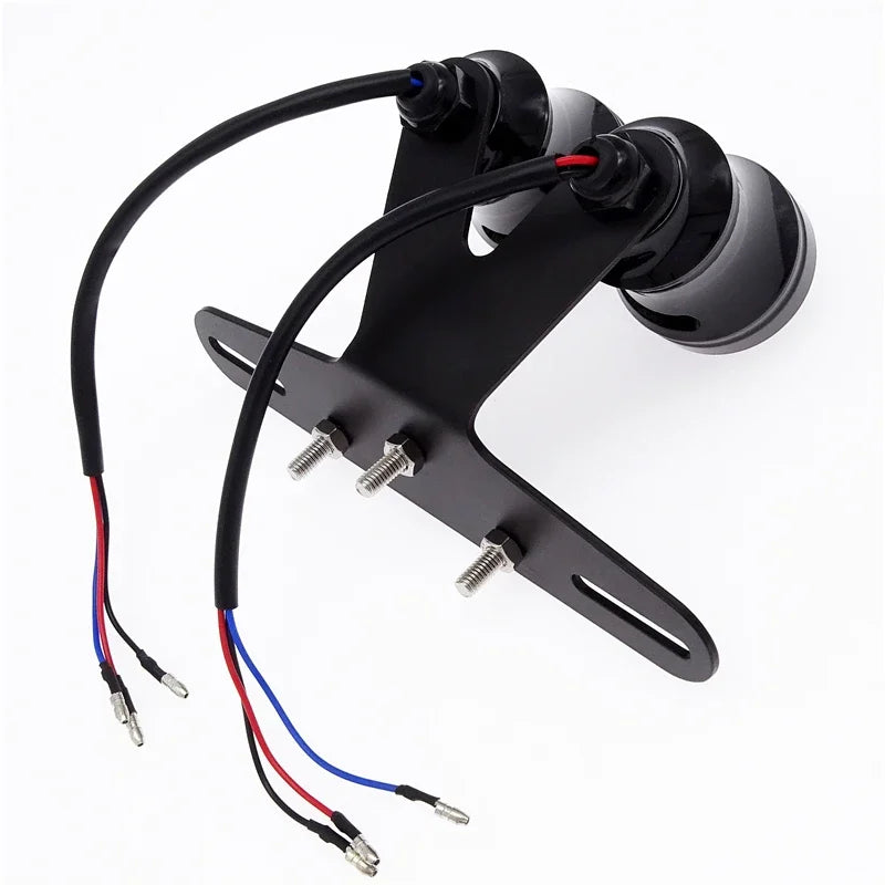 Dual LED Motorcycle Double Rear Tail Light Red Stop Brake Lamp Mount