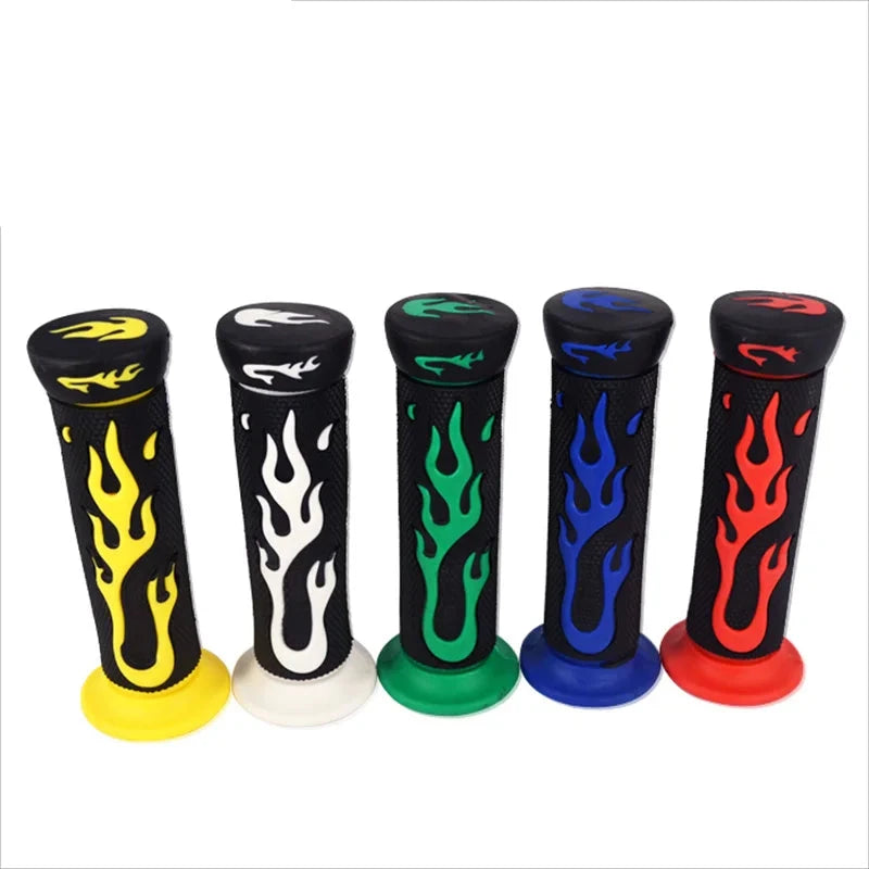 Coloured Flame Motorcycle Rubber Handlebar Grips 22mm/24mm