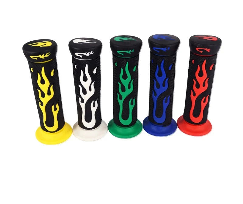Coloured Flame Motorcycle Rubber Handlebar Grips 22mm/24mm