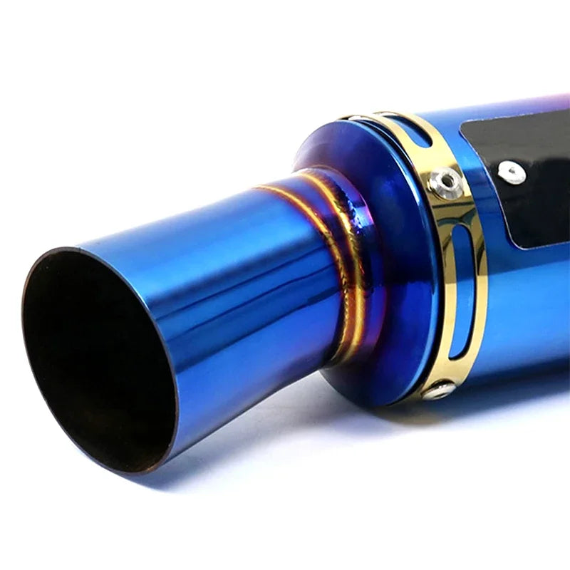 Motorcycle Modified Muffler Exhaust Pipe Blue Gold 51mm