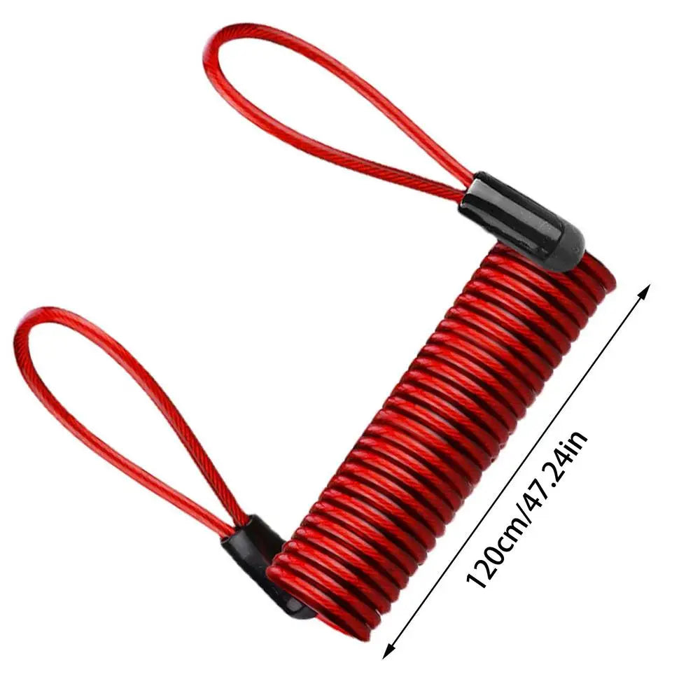 Motorcycle Security Reminder Cable 1.2m For Disc Lock