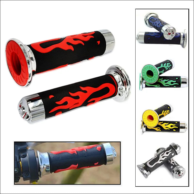 Coloured Flame Motorcycle Handlebar Rubber Handle Bar Grips 22/24mm