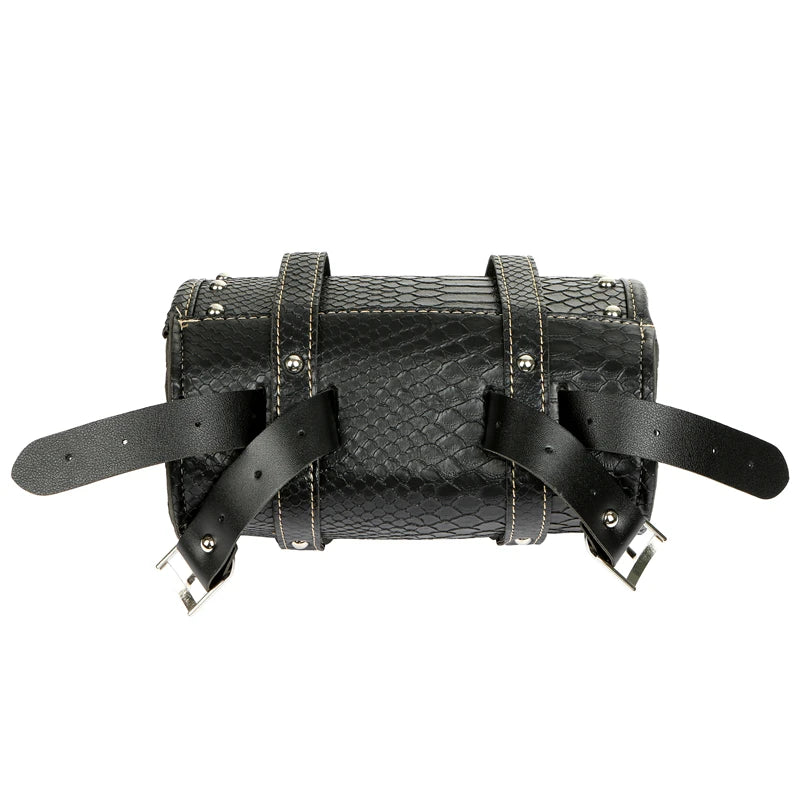 Motorcycle Retro Side Saddle Bag Snake Effect Leather for Harley BMW Chopper Bobber Cruiser