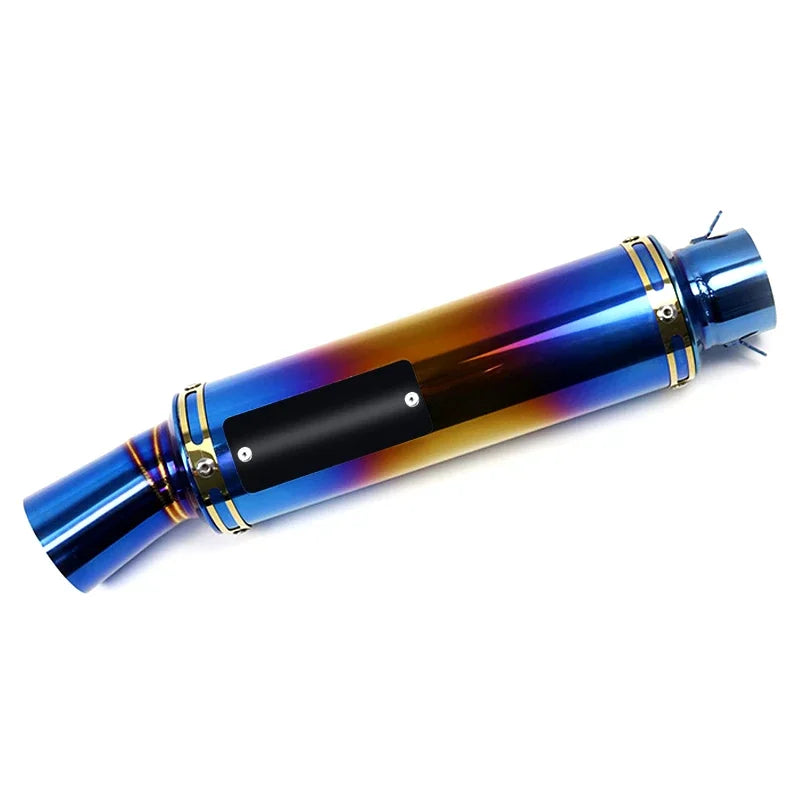 Motorcycle Modified Muffler Exhaust Pipe Blue Gold 51mm