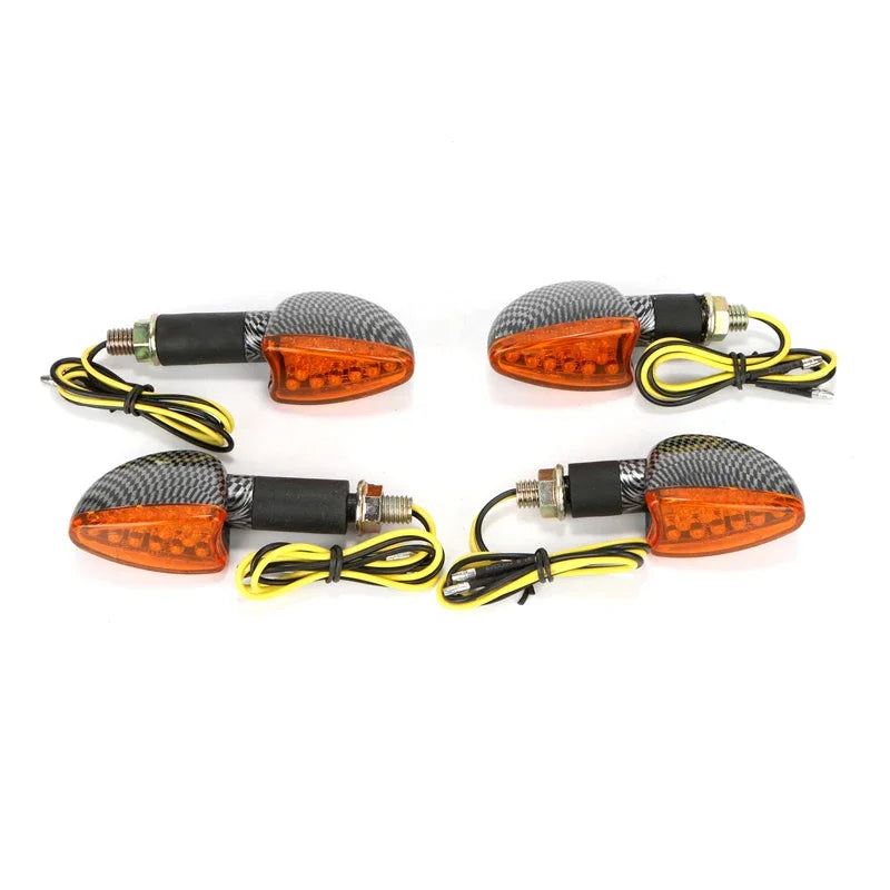 4 x Motorcycle Amber Turn Signals Front Tail Light Side Repeaters Indicators