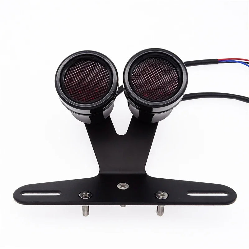 Dual LED Motorcycle Double Rear Tail Light Red Stop Brake Lamp Mount