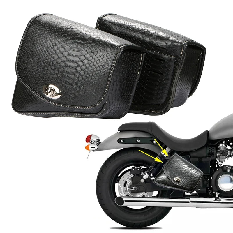 Motorcycle PU Leather Pair of Side Saddle Bags For Harley-Davidson Sportster XL883 1200