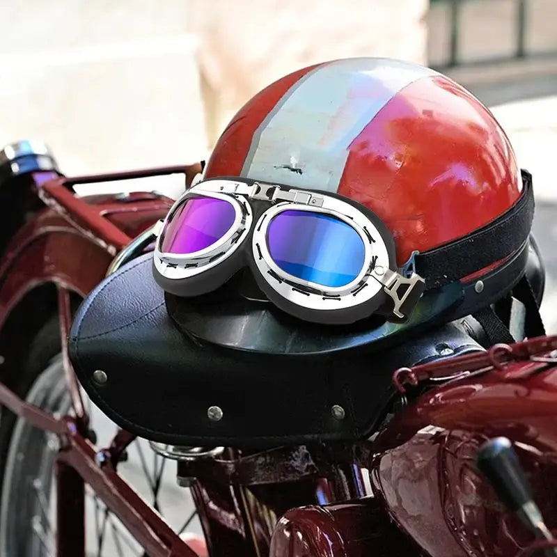 Motorcycle Helmet Goggles Riding Glasses Pilot With Adjustable Straps
